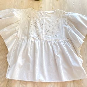 Reserved Ruched Sleeves Cotton Blouse size 4